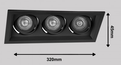 Светильник потолочный встраиваемый, MR16 G5.3 DLT203,черный, 320*130*43mm
