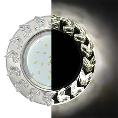 Светильник Ecola GX53 "Елочка" Круг с крупными прозрачными стразами (FE53RNECB), 120*56мм
