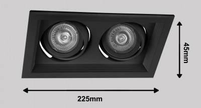 Светильник потолочный встраиваемый, MR16 G5.3 DLT202, черный, 225*130*43mm