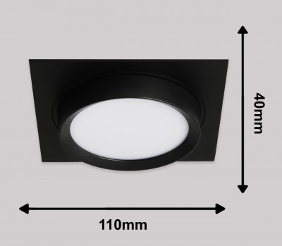 Светильник GX53, ART INFINITY Черный Встраиваемый, 110х110мм