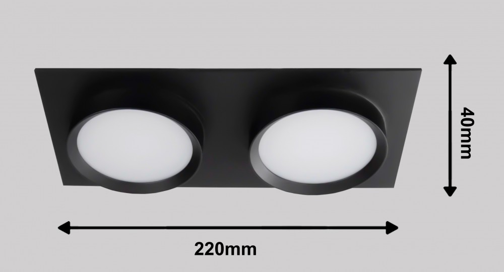 Светильник GX53, ART INFINITY DUO черный Встраиваемый, 220х110мм