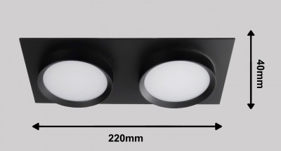 Светильник GX53, ART INFINITY DUO черный Встраиваемый, 220х110мм