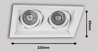 Светильник потолочный встраиваемый, MR16 G5.3 DLT202, белый 225*130*43mm