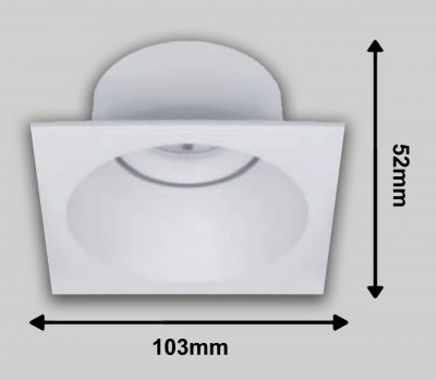 Светильник встраиваемый DIP, white, квадратный, GU 10 (без лампы), 103x103x52мм