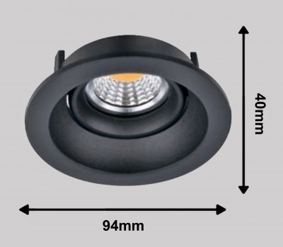 Светильник встраиваемый DIP,black, круглый, GU 10 (без лампы), 94x40мм