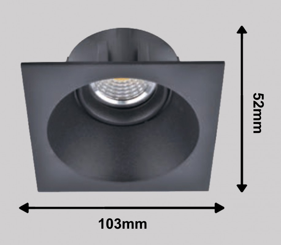 Светильник встраиваемый DIP, black, квадратный, GU 10 (без лампы), 103x103x52мм
