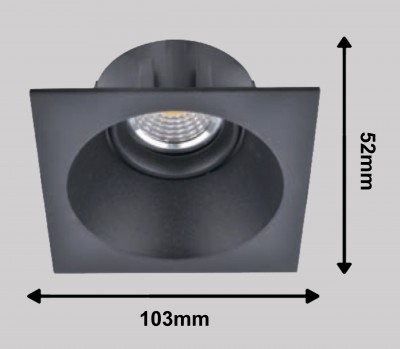 Светильник встраиваемый DIP, black, квадратный, GU 10 (без лампы), 103x103x52мм