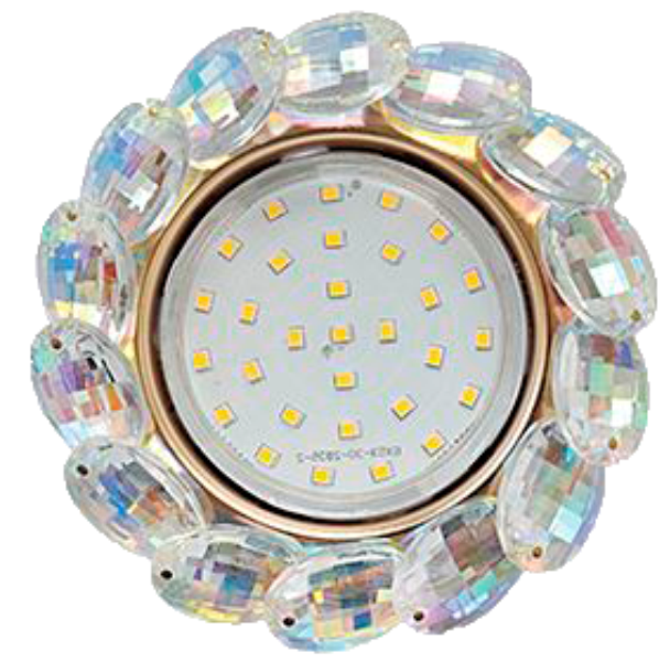 Светильник Ecola GX53 Прозрачный искристый / большие хрусталики (FM53RVECB),120*56mm